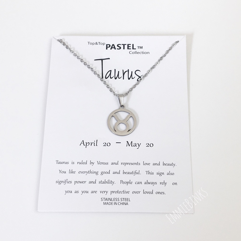 NWT Minimalist Taurus Zodiac Sign Stainless Steel Pendant Necklace ~ New Gift